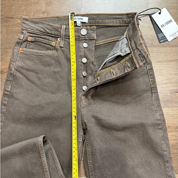 RE/DONE 70s Ultra High Rise Stove Pipe Jeans in Washed Chocolate size 26 NWT - Picture 3 of 11